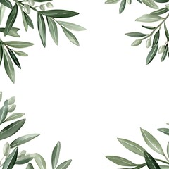Watercolor Olive Branch Frame.