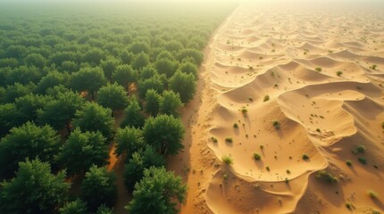 A background image illustrating entropy through nature - a lush green forest with organized rows.