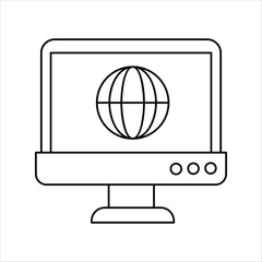 Internet line icon with white background vector stock illustration