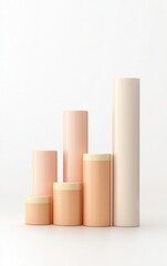 Obraz premium Colored cylindrical shapes on a white isolate background.