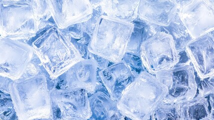 Obraz premium Clear Ice Cubes on Blue Background