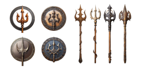 Collection of Decorative Shields and Spears, PNG collection, set bundle, isolate on transparent or white background