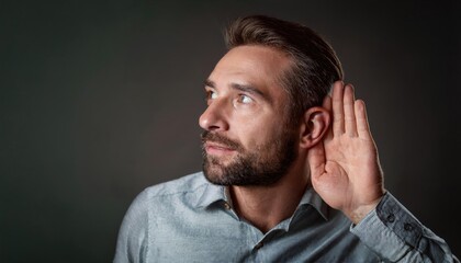 Fototapeta premium A person intently listening with an open and curious expression 