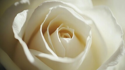 Macro shot of a white rose displaying gently fading petals, capturing the intricate details of the flower for a stunning close-up image with ample copy space.