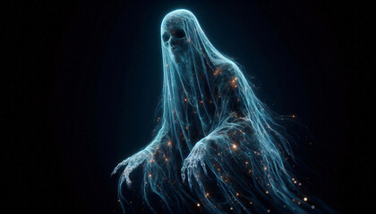 creepy transparent haunted apparition