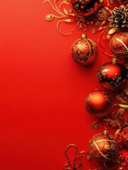 Vibrant Red and Gold Christmas Ornaments Arrangement