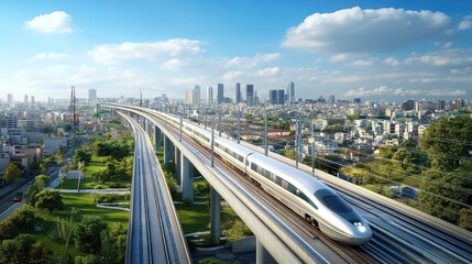 Fototapeta premium High-speed rail connections between urban centers, reducing travel time and improving regional mobility