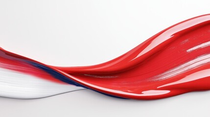 Fluid paint strokes in red, white, and blue on white isolate background.