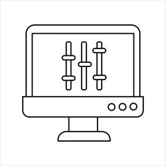 Sound Mixer line icon with white background vector stock illustration