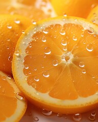 Refreshing macro photography of orange juice with eye catching condensation details