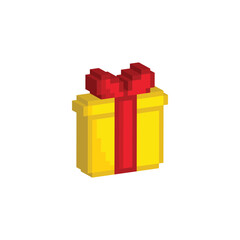 isometric pixel gift icon. gift box sign pixel art icon vector 8 bit game