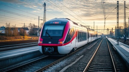 Fototapeta premium Autonomous high-speed trains operating on AI-driven systems for safe and efficient transport