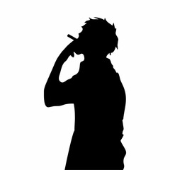 silhouette of a person smoking