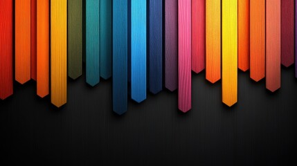 Fototapeta premium Abstract Rainbow Wooden Arrows on a Black Background