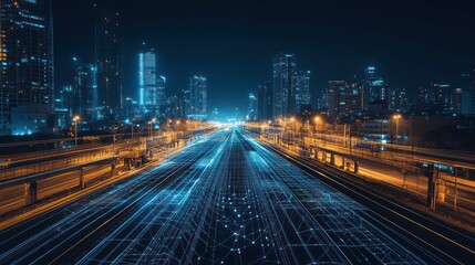 Naklejka premium AI-driven network management optimizing the operation of high-speed rail systems in real-time