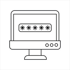 Password  line icon with white background vector stock illustration
