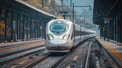 Naklejka premium Advanced high-speed rail systems integrating cutting-edge technology for smooth and efficient transit