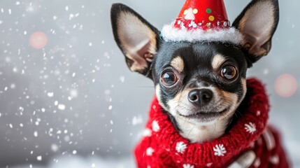 Cute Dog in Festive New Year Outfit