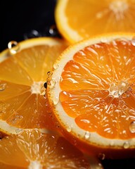 Macro photography of refreshing orange juice with beautiful condensation effects