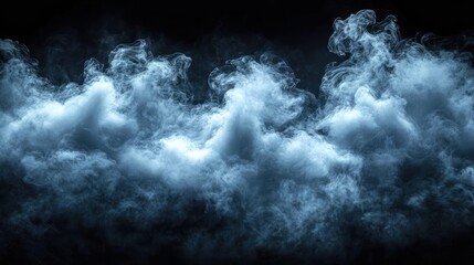 Abstract white smoke, fog, or steam isolated on black background.