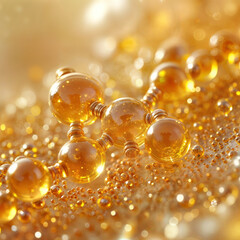 Molecules of beauty. The future of cosmetology. Nanotechnology in every drop. AI tech. 3d realistic render.