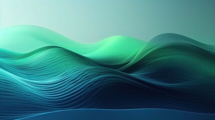 Fototapeta premium Abstract Waves in Green and Blue Tones