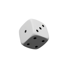 3d render game die. Gambling play with chance of risk or fortune. Vector illustration of three-dimensional cube with number dots. Success symbol of opportunity in casino. Bet object. Las Vegas winning