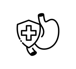 Healthy protected stomach icon in trendy outline style design. Vector illustration isolated on white background.