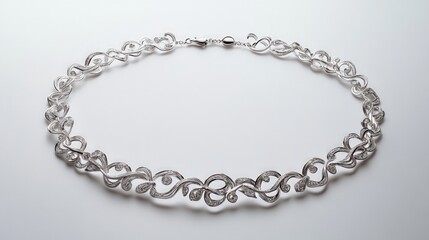 Elegant necklace on a pristine white background, showcasing intricate details and craftsmanship, perfect for fashion displays or jewelry promotions