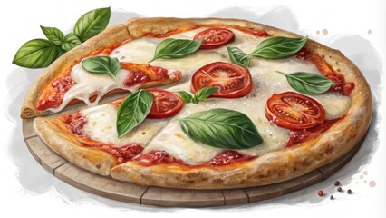 Delicious Margherita Pizza with Fresh Basil and Tomatoes