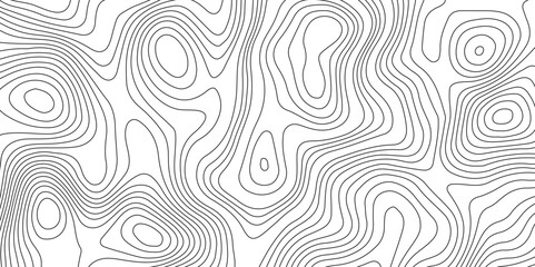 Abstract topographic contours map background. Lines Topographic contour lines map seamless pattern. The black on white contours topography stylized height of the lines map.