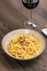 Delicious Plate of Carbonara Pasta