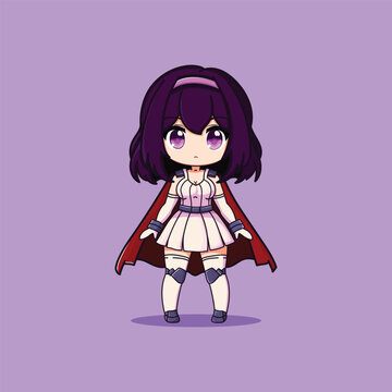 A Cute Super Girl Cartoon Vector Illustration Icon Concept Isolated Premium Vector. Flat Cartoon Style with white dress