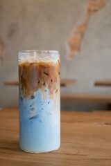 Fresh cold coffee drink with ice