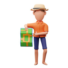 3D character holding a map