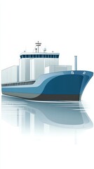 Obraz premium Shipping cargo ship illustration on white background.