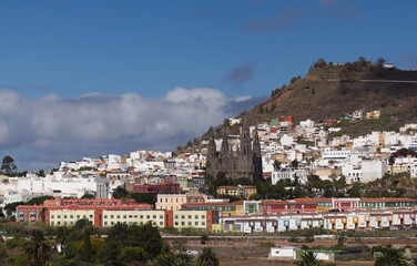Fototapeta premium Gran Canaria, view towards Arucas town with its tall church built of local stone 