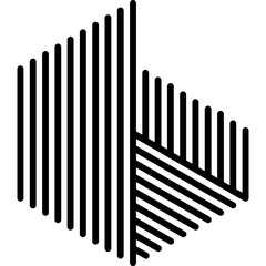 A geometric arrow or directional symbol. Vector outline icon.