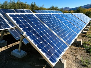 Close-Up View of Solar Panels in Natural Setting