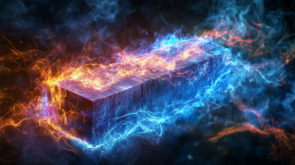 A traditional clay brick holding energy concept