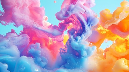 Obraz premium A psychedelic background created by swirling ink into milk, forming vibrant, fluid patterns.