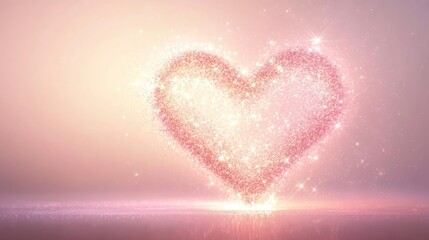 Obraz premium A sparkling heart shape glowing softly against a pastel background.