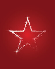 glowing star outline with glitter vector illustration