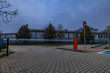 Parking spaces for disabled people, a ramp for wheelchairs