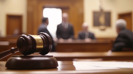 Plea Bargaining Tensions in Courtroom - A Somber Scene of Defendants with Defense Attorney Negotiating with Prosecutor