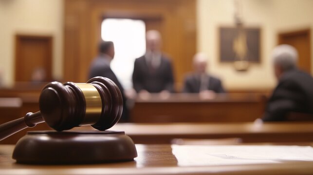 Plea Bargaining Tensions in Courtroom - A Somber Scene of Defendants with Defense Attorney Negotiating with Prosecutor