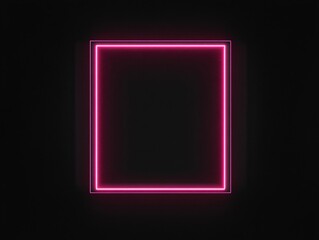 Pink Neon Square Border On Black Background