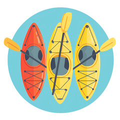 Colorful Kayaks on a Blue Background
