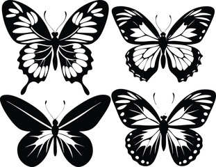 set of Butterfly silhouette butterfly silhouette icon vector illustration 