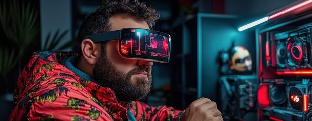 Fototapeta premium Employee Using Augmented Reality Technology in Office